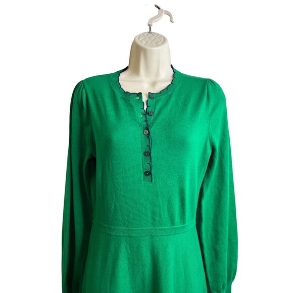 Boden Pru Scallop Henley Knitted Dress Rich Emerald Green Size 2 - Picture 3 of 7